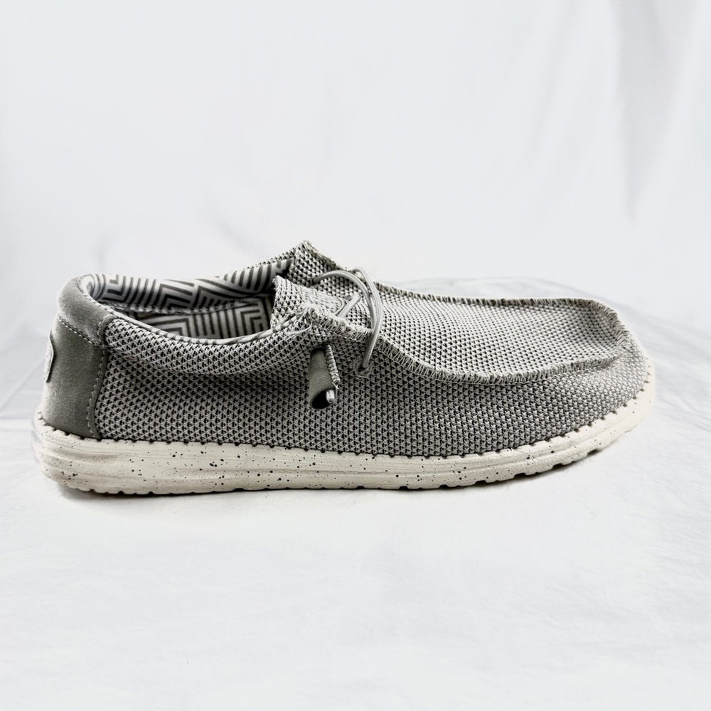 Hey Dude Wally Sox Stitch Men Size 12 Gray Canvas Shoe Slip On Lightweight